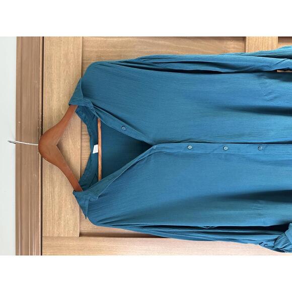 PrAna Scheena Button Down Tunic Top Teal Blue Women’s size Medium - Picture 4 of 11